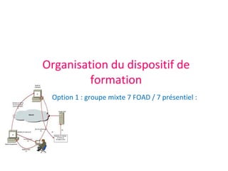 Organisation du dispositif de
         formation
 Option 1 : groupe mixte 7 FOAD / 7 présentiel :
 