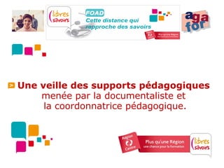 Une veille des supports pédagogiques
    menée par la documentaliste et
     la coordonnatrice pédagogique.
 