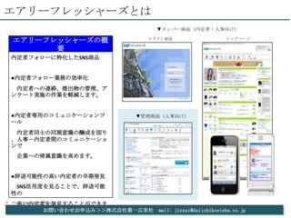 エアリーフレッシャーズとは
                                       ▼メンバー画面（内定者・人事向け）

   エアリーフレッシャーズの概                     ログイン画面       ...