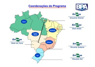 Coordenações do Programa

          RR
                           AP




     Norte
                           PA                 MA             CE
     AM                                                           RN
                                                       PI
                                                                  PB
                                                                  PE
AC
                                       TO          Nordeste       AL
      RO

                  Centro                                BA
                   Oeste

                  MT               GO
                                                MG


                                             Sudeste
                       MS                                   ES
                                        SP
                                                       RJ

                                  PR


                                  SC
                       Sul

                             RS
 