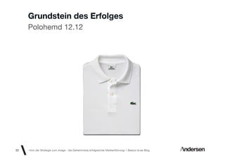 Grundstein des Erfolges
     Polohemd 12.12




22   «Von der Strategie zum Image - die Geheimnisse erfolgreicher Markenführung»  Basics id-ee Blog
 