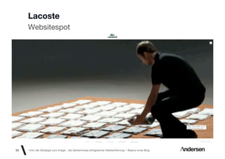 Lacoste
     Websitespot




25   «Von der Strategie zum Image - die Geheimnisse erfolgreicher Markenführung»  Basics id-ee Blog
 