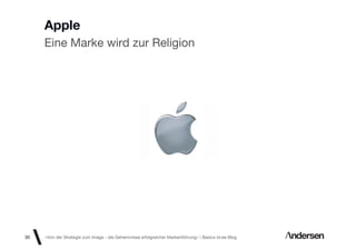 Apple
     Eine Marke wird zur Religion




30   «Von der Strategie zum Image - die Geheimnisse erfolgreicher Markenführung»  Basics id-ee Blog
 