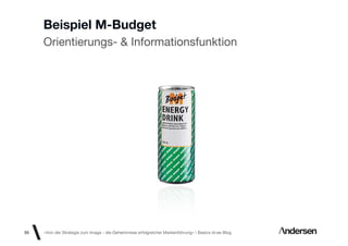 Beispiel M-Budget
     Orientierungs- & Informationsfunktion




55   «Von der Strategie zum Image - die Geheimnisse erfolgreicher Markenführung»  Basics id-ee Blog
 