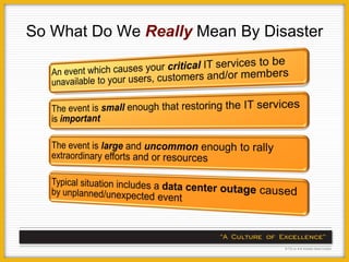 So What Do We Really Mean By Disaster
 