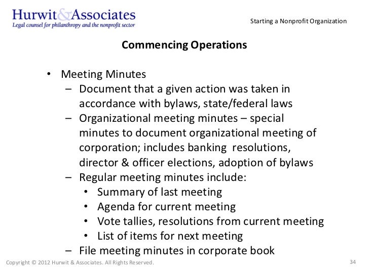 starting a nonprofit organization minutes of organizational meeting