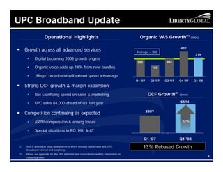 UPC Broadband Update
                     Operational Highlights                                                    Organi...