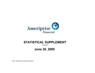 STATISTICAL SUPPLEMENT
                                              (unaudited)



                                          June 30, 2005


Note: Revised from previous disclosure.
 