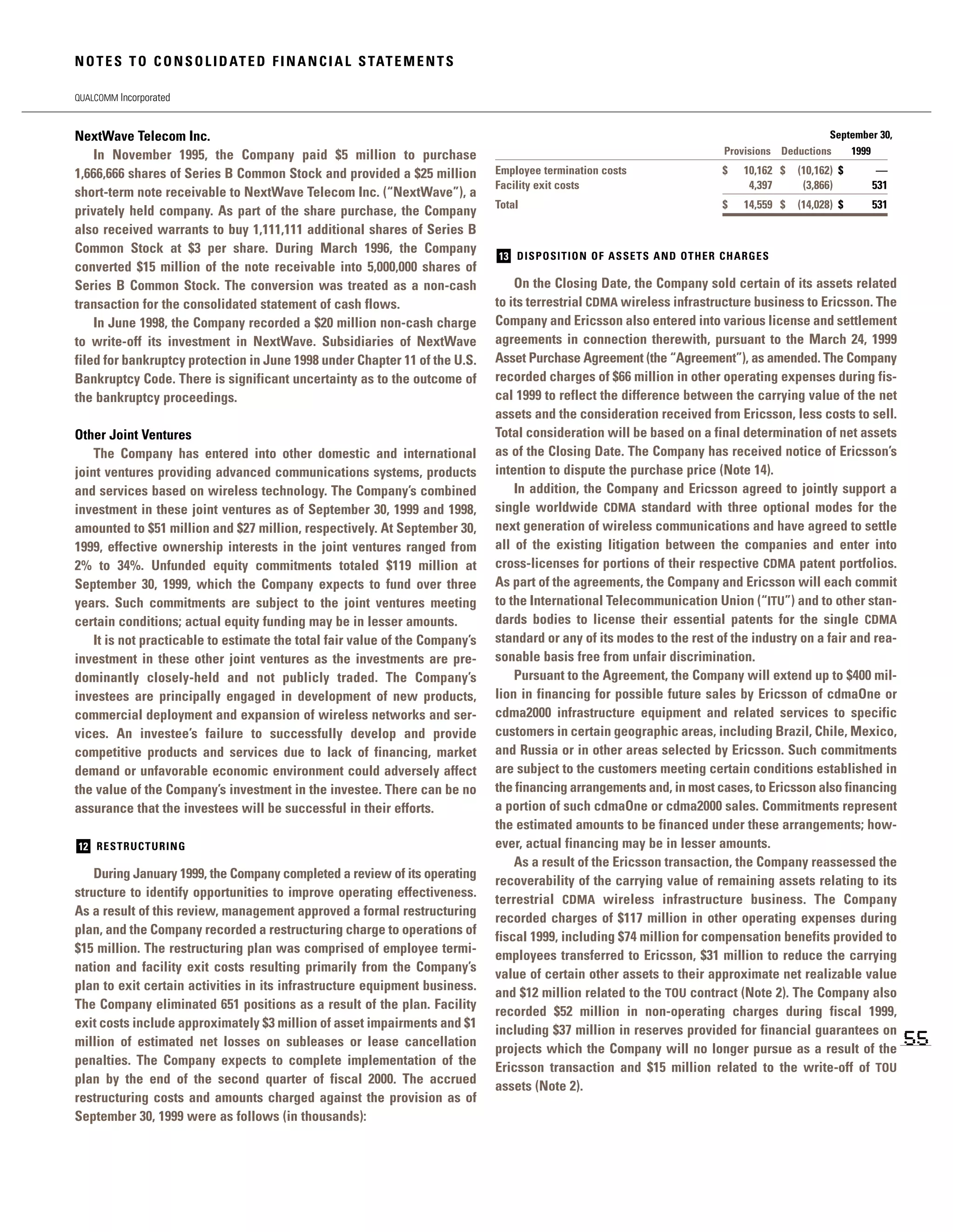 qualcomm annual reports 1999