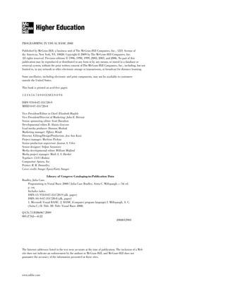 Programming In Visual Basic 2008 7th Edition 7th Julia Case Bradley | PDF