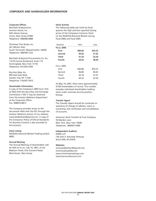 bed bath&beyond AnnualReport2006