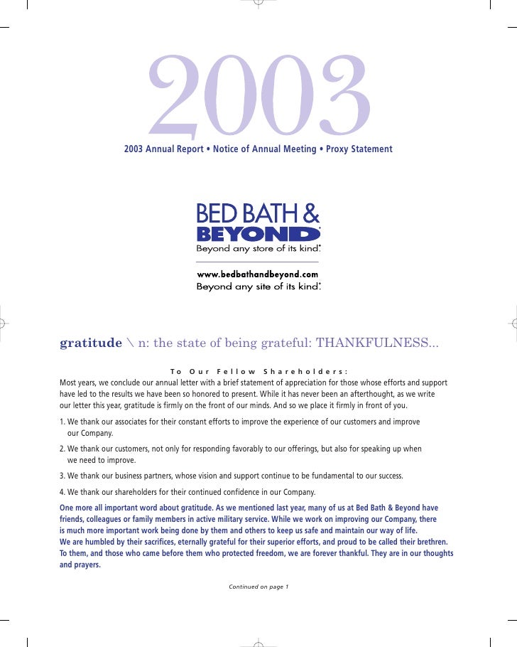 Bed Bath And Beyond Annual Report Bed Bath And Beyond Annual Report