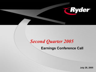 Second Quarter 2005
    Earnings Conference Call




                          July 28, 2005
 