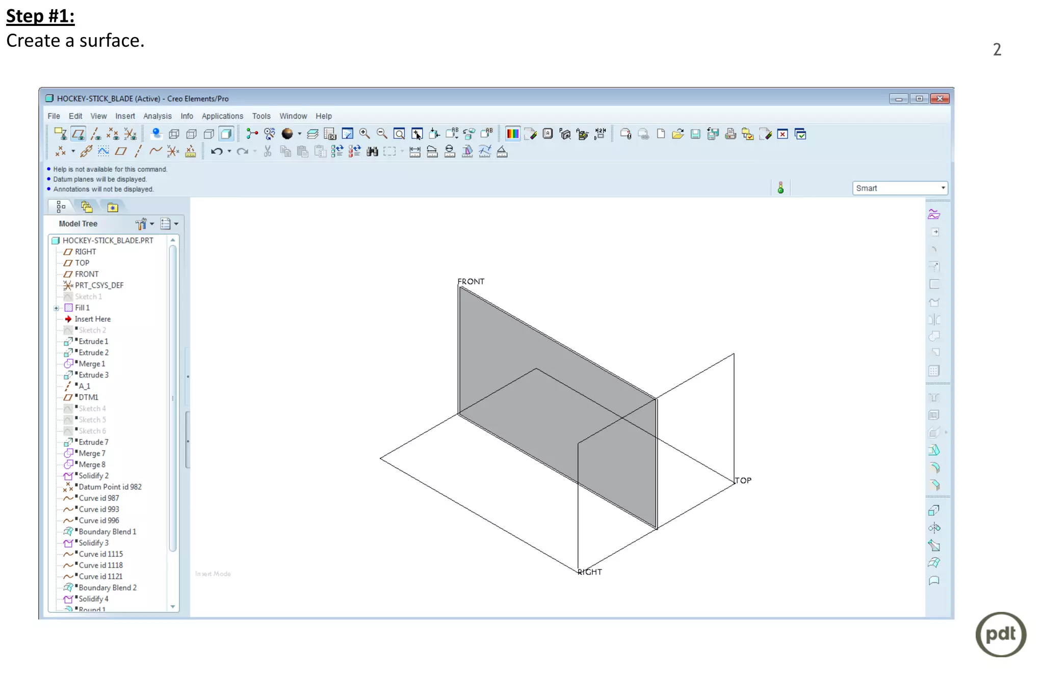 Step #1:
Create a surface.   2
 