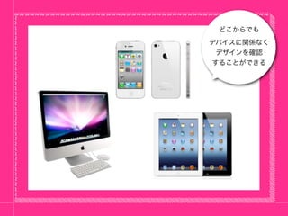どこからでも
デバイスに関係なく
 デザインを確認
することができる
 