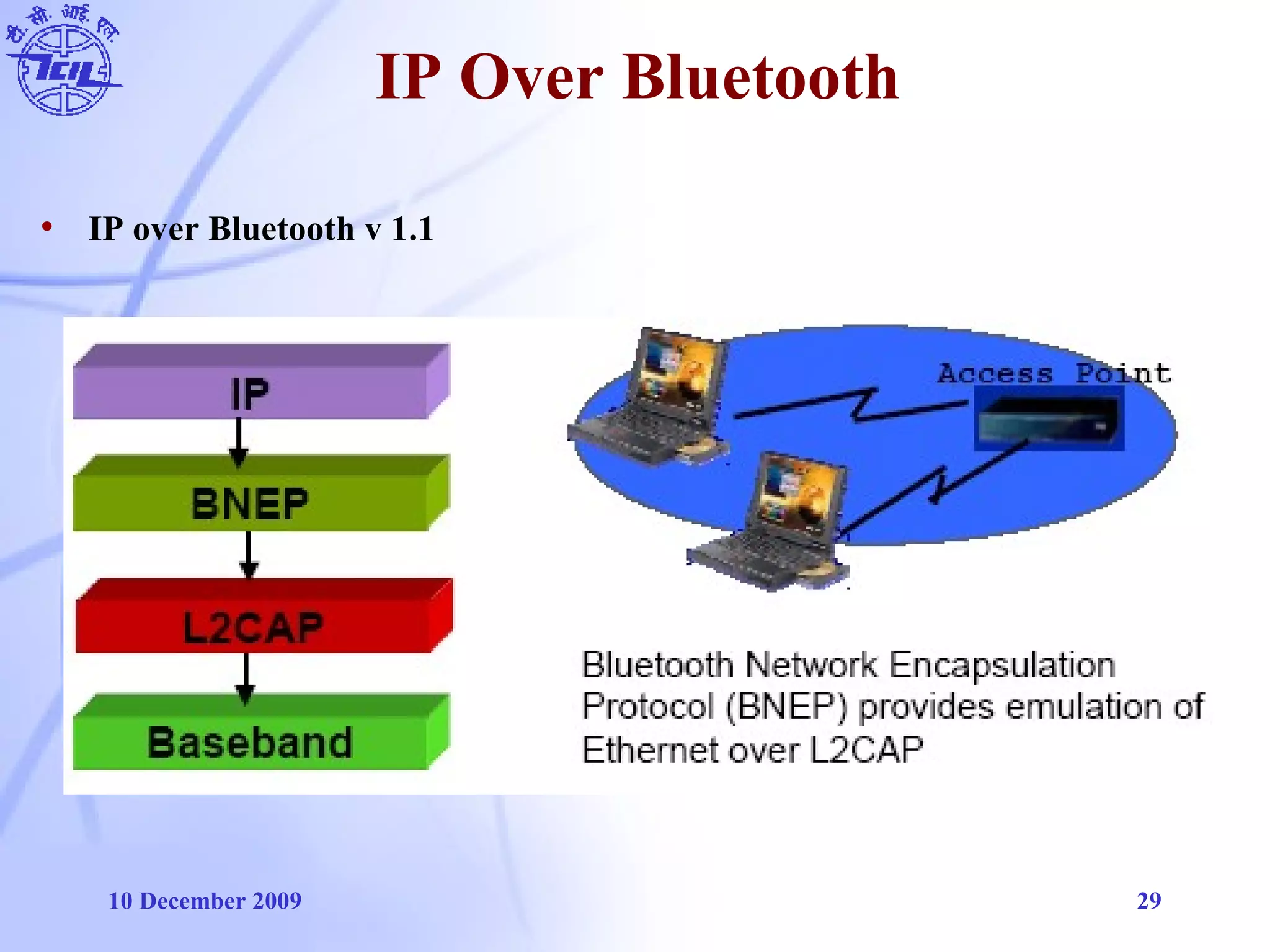 10 December 2009 29
IP Over Bluetooth
• IP over Bluetooth v 1.1
 