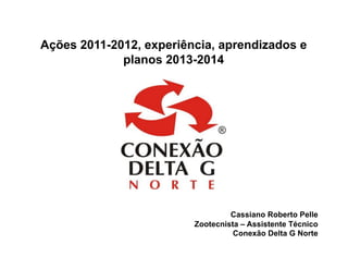 Ações 2011-2012, experiência, aprendizados e
             planos 2013-2014




                                  Cassiano Roberto Pelle
                         Zootecnista – Assistente Técnico
                                   Conexão Delta G Norte
 