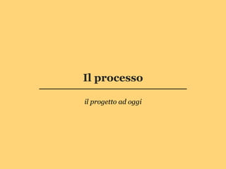 Il processo

il progetto ad oggi
 
