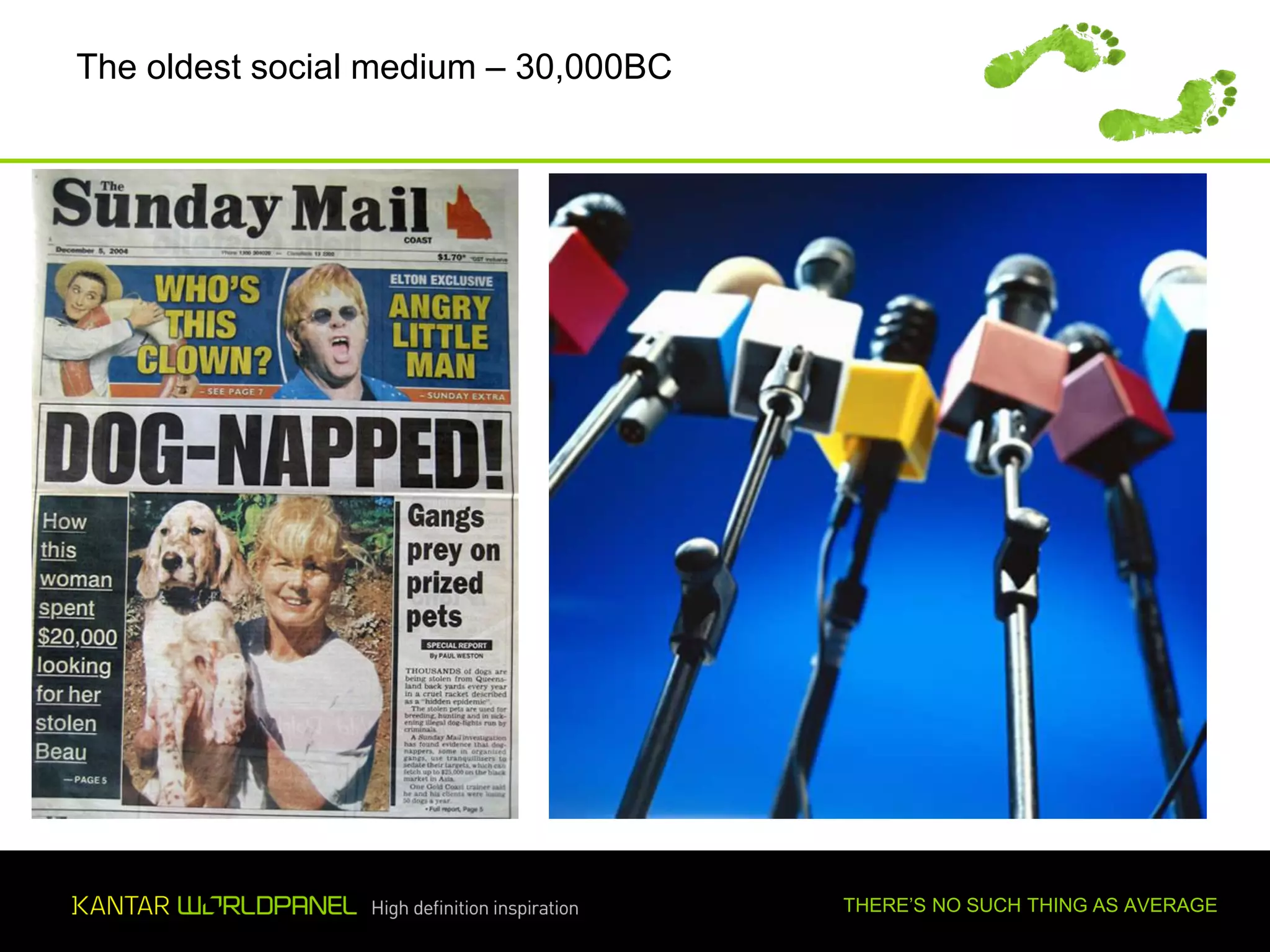 The oldest social medium – 30,000BC




Experience growth for yourself        THERE’S NO SUCH THING AS AVERAGE
 