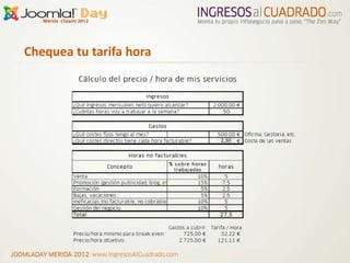 Chequea tu tarifa hora




                                                    2,50




JOOMLADAY MERIDA 2012, www.Ingreso...