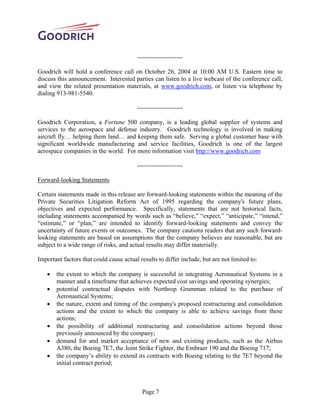 goodrich  10262004EarningsRelease