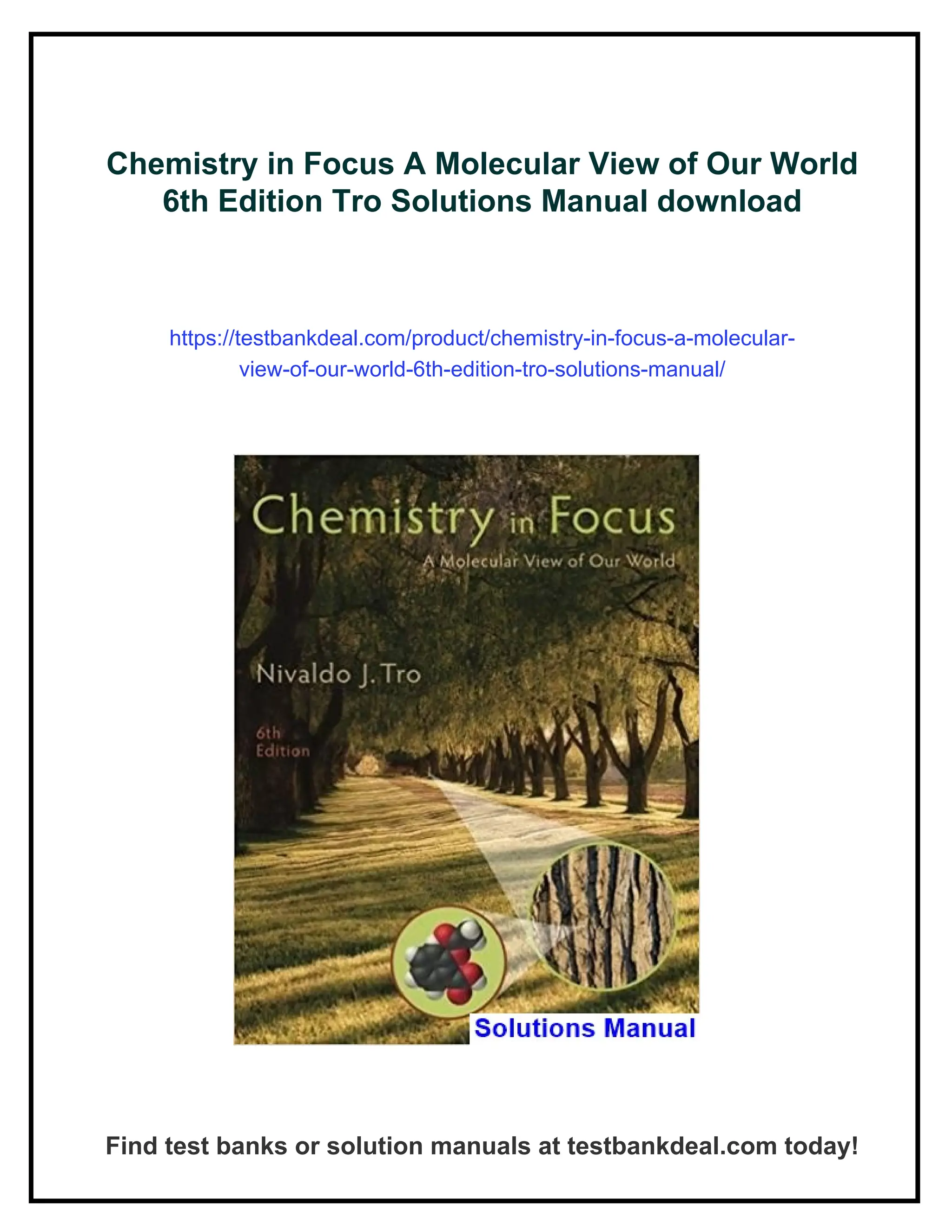 Tro Solution Chemistry in Focus A Molecular View of Our World 6th Edition Tro ...