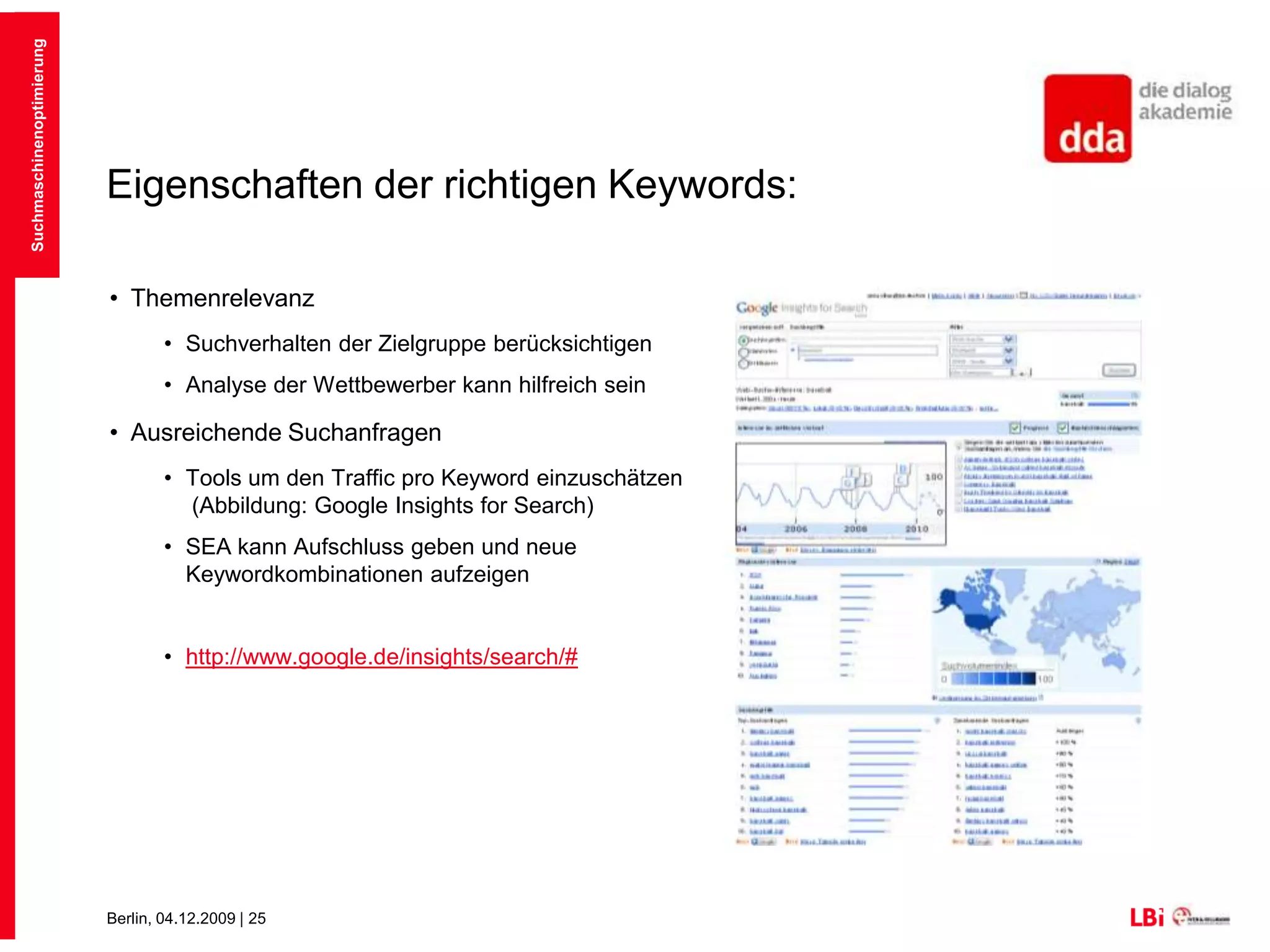 Auswahl der richtigen KeywordsSuchmaschinenoptimierung