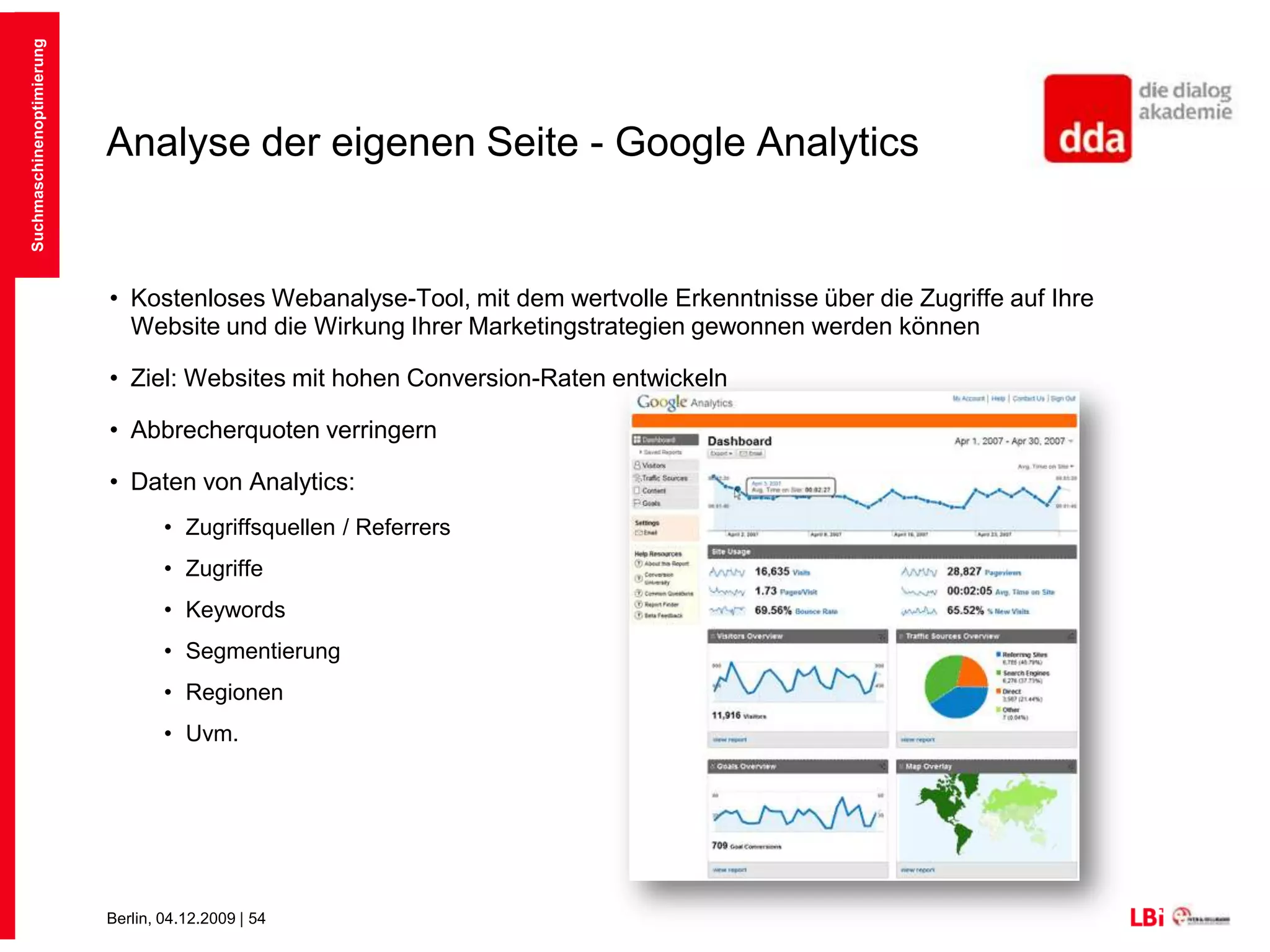 SEO Analyse: Webmasterzentrale von GoogleSuchanfragen für die WebseiteLinks auf und von der SeiteFehler auf der SeiteSuchmaschinenoptimierung
