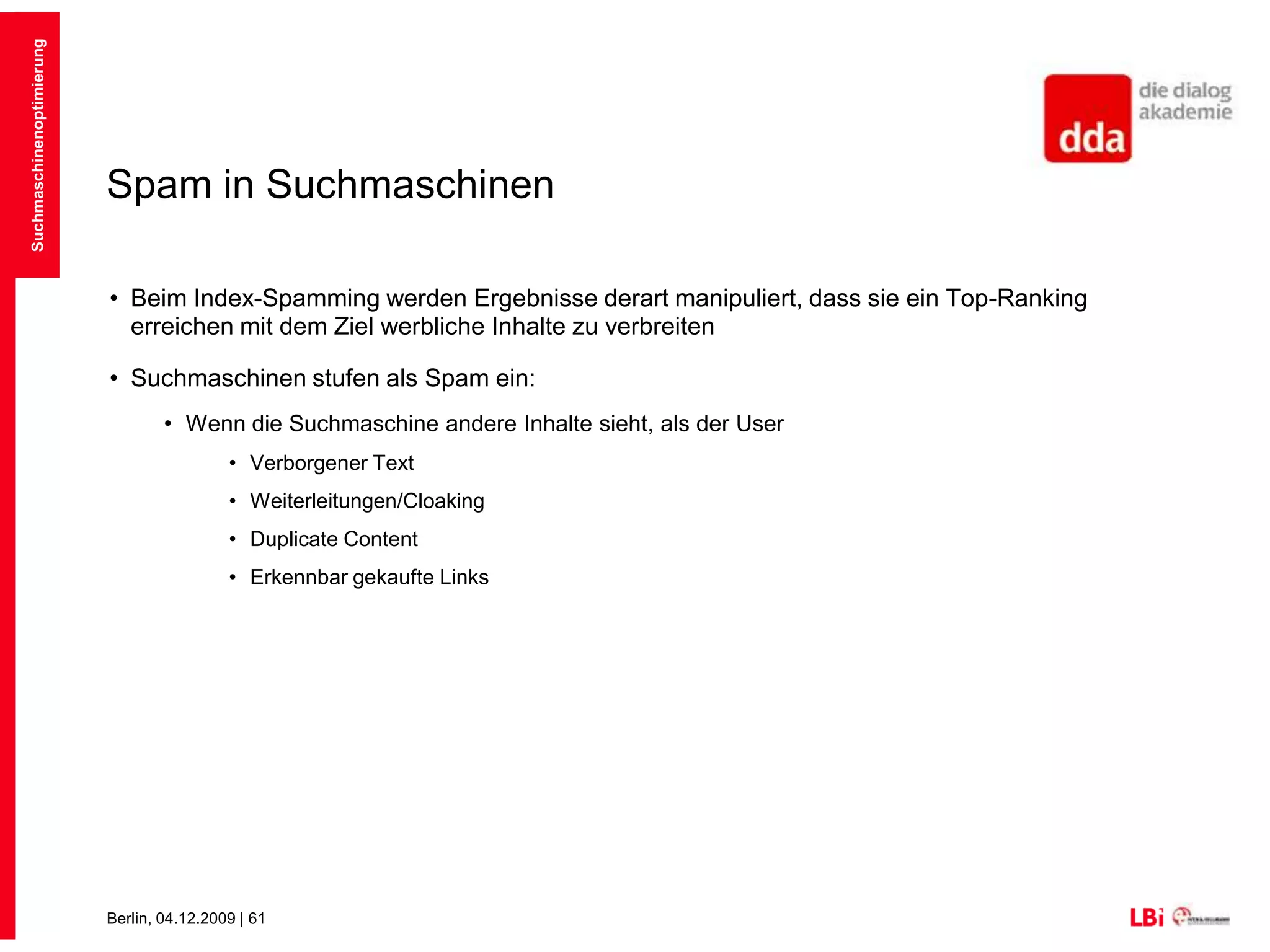 Suchmaschinenoptimierung4. Spam in Suchmaschinen