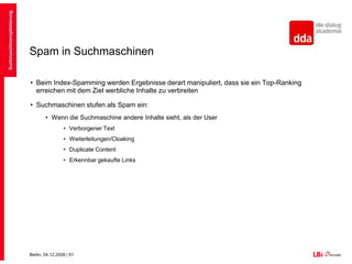 Suchmaschinenoptimierung4. Spam in Suchmaschinen