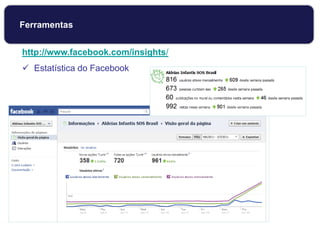 http://www.facebook.com/insights/
 Estatística do Facebook
Ferramentas
 