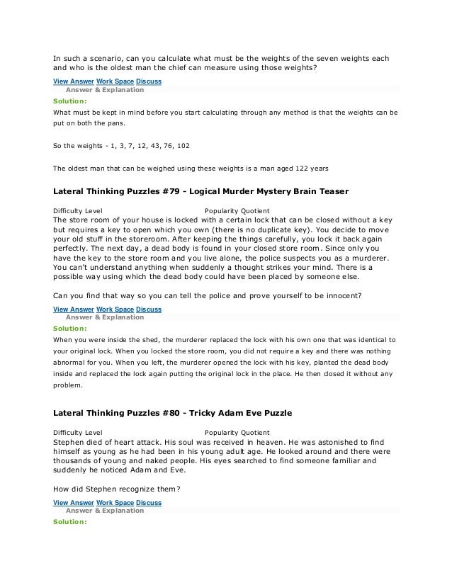 Puzzles For Interviews