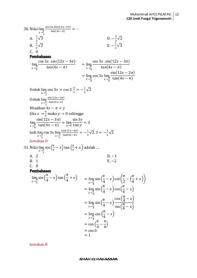 Contoh Soal Fungsi Trigonometri Dan Pembahasannya