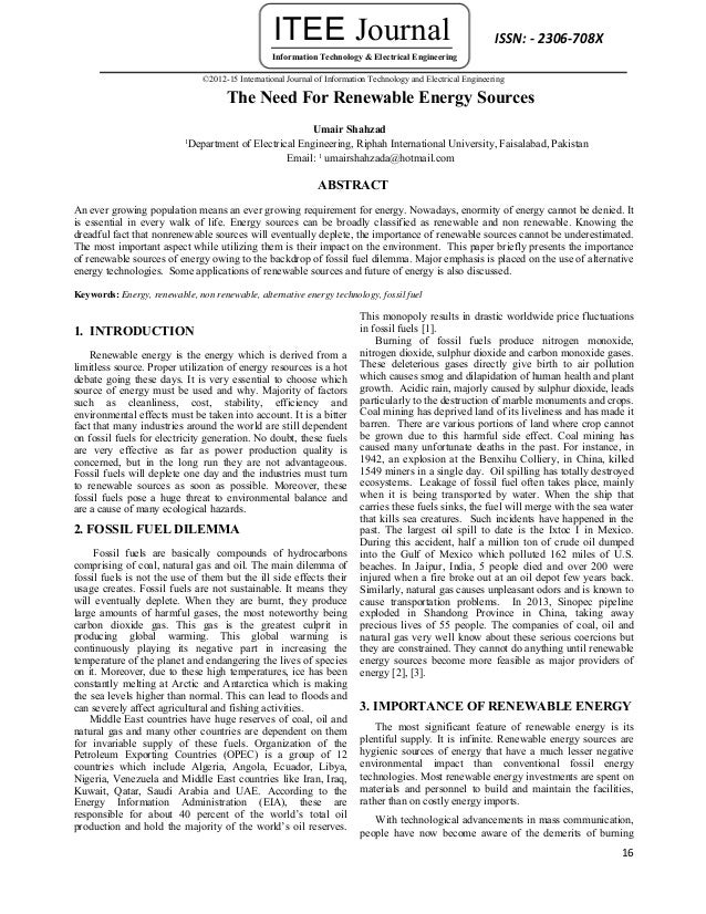 The Need For Renewable Energy Sources