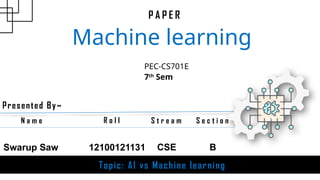 Artificial intelligence vs Machine learning | PPTX