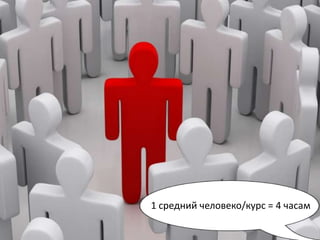1 средний человеко/курс = 4 часам
 