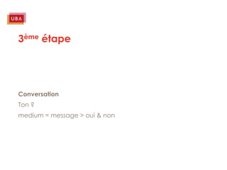 3ème étape




Conversation
Ton ?
medium = message > oui & non
 