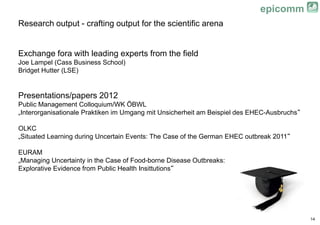 epicomm
Research output - crafting output for the scientific arena


Exchange fora with leading experts from the field
Joe...