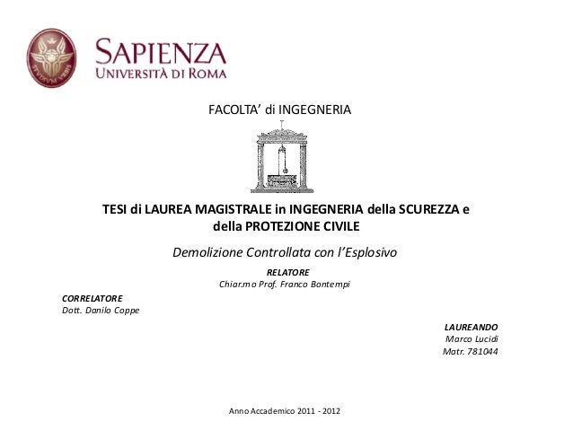 Presentazione Tesi di Laurea Magistrale - LM 26