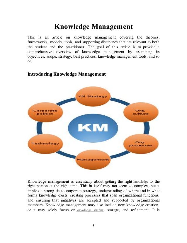 Scope And Significance Of Knowledge Management knowledge