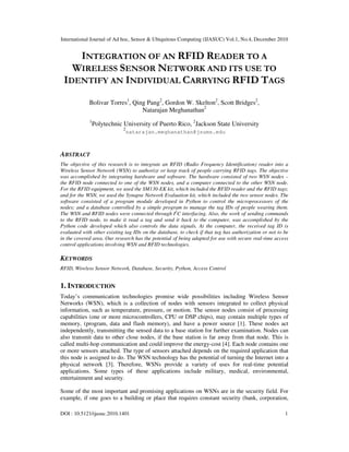 INTEGRATION OF AN RFID READER TO A WIRELESS SENSOR NETWORK AND ITS USE ...