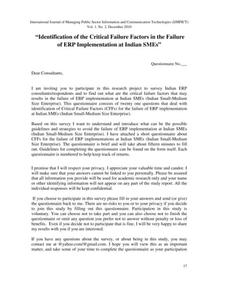 A Survey Instrument for Identification of the Critical Failure Factors ...