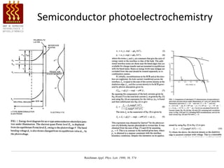 Semiconductor photoelectrochemistry




         Reichman Appl. Phys. Lett. 1980, 36, 574
 