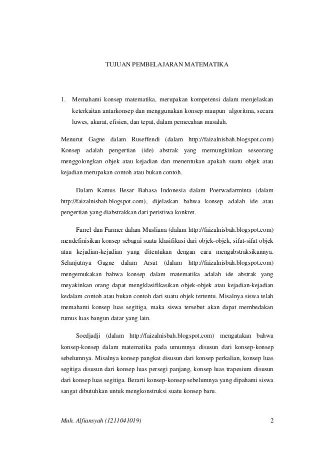 TUJUAN PEMBELAJARAN MATEMATIKA BERDASARKAN PERATURAN MENTERI PENDIDIK…