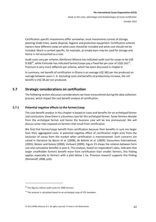 Study on the costs, advantages and disadvantages of cocoa certification ...