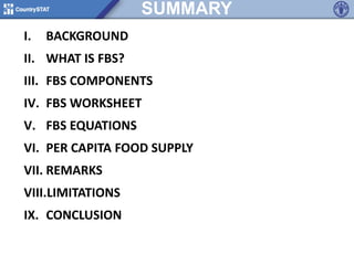 FOOD BALANCE SHEETS (FBS) Lusaka, 12-16 November 2012 | PDF