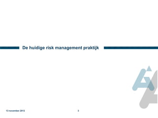 De huidige risk management praktijk

13 november 2012

3

 