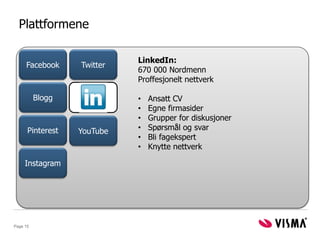 Plattformene

                            LinkedIn:
     Facebook     Twitter
                            670 000 Nordmenn...