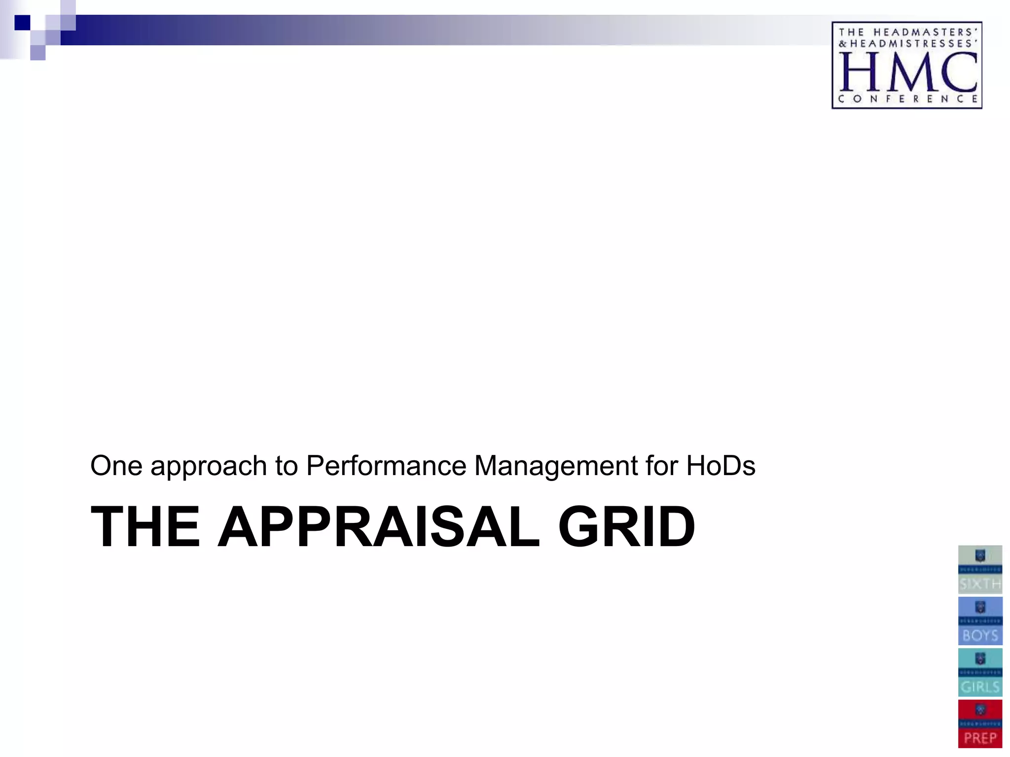 One approach to Performance Management for HoDs

THE APPRAISAL GRID
 