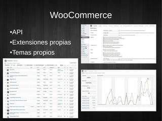 WooCommerce
API
●


Extensiones propias
●


Temas propios
●
 